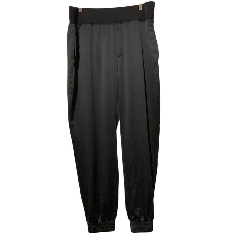 Halogen Silky Dress Pants Women Size Large Black Tapered‎ Leg Pockets